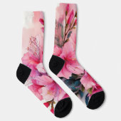 Premium Crew Sokken - Roze Azaleas (Rechts)