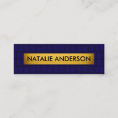 Premium Crocodile Texture Navy Blue & Gold Mini Visitekaartje (Voorkant)