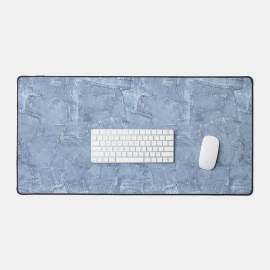Premium Custom Light Blue Jean Denim Effect Bureaumat (Keyboard & Muis)