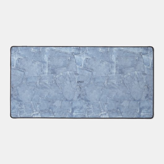 Premium Custom Light Blue Jean Denim Effect Bureaumat (Voorkant)