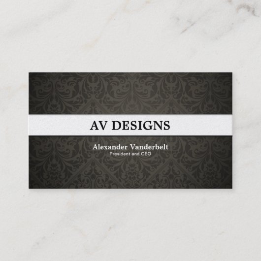 Premium - Damask Black en Gold Visitekaartje (Voorkant)
