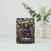 Premium dans-handelkaarten Zwart & Goud | QR-code Visitekaartje (Staand voorkant)