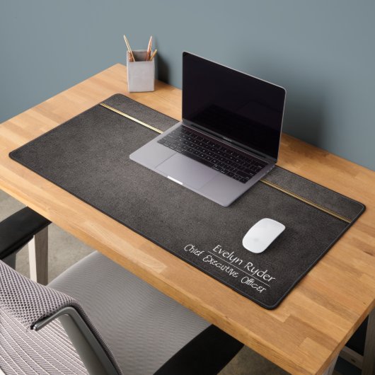 Premium Dark Desk Mat with Gold Accent (Kantoor 2)
