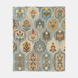 Premium Decoratieve Bloemmozaïek Fleece Deken