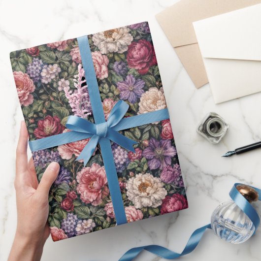 Premium Dichte Botanische Bloemstuk Cadeaupapier (Geschenken)