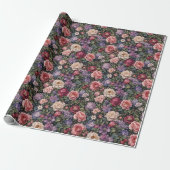 Premium Dichte Botanische Bloemstuk Cadeaupapier (Uitgerold)