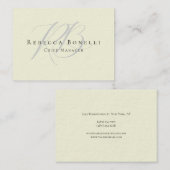 Premium dik exclusief modern monogram beige visitekaartje (Voorkant / Achterkant)