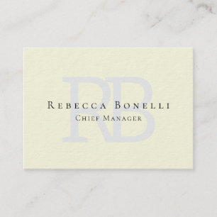 Premium dik exclusief modern monogram beige visitekaartje