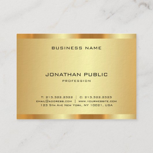 Premium - dik modern elegant faux - goudmonogram visitekaartje (Achterkant)