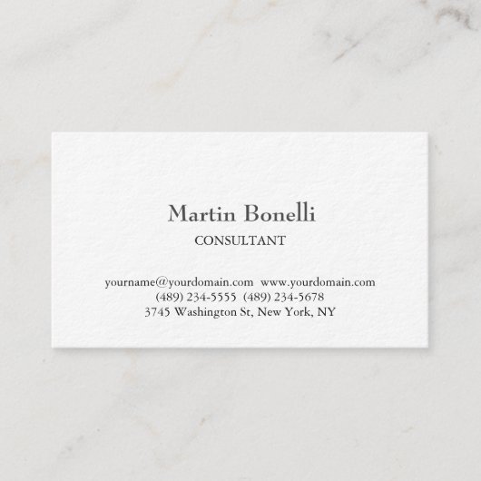 Premium-dik, uniek, klassiek, eenvoudig wit visitekaartje (Voorkant)