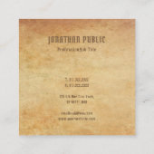 Premium dikke nostalgische oude papier look Sjablo Vierkante Visitekaartje (Achterkant)