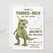 Premium Dinosaur Verjaardag Uitnodiging Jongen Dri (Voorkant)