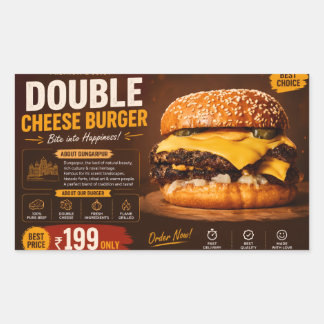 Premium Double Cheese Burger Promotieposter –  Rechthoekige Sticker