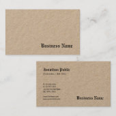 Premium Echt Kraft Papier Elegante Sjabloon Nostal Visitekaartje (Voorkant / Achterkant)