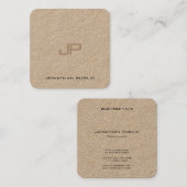 Premium Echt Kraft Papier Monogram Sjabloon Modern Vierkante Visitekaartje (Voorkant / Achterkant)
