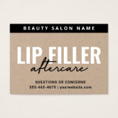 Premium Eco Kraft Lip Filler Aftercare Kaart (Voorkant)