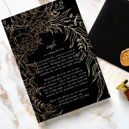 Premium Editable Gold Floral Wreath Wedding Informatiekaartje