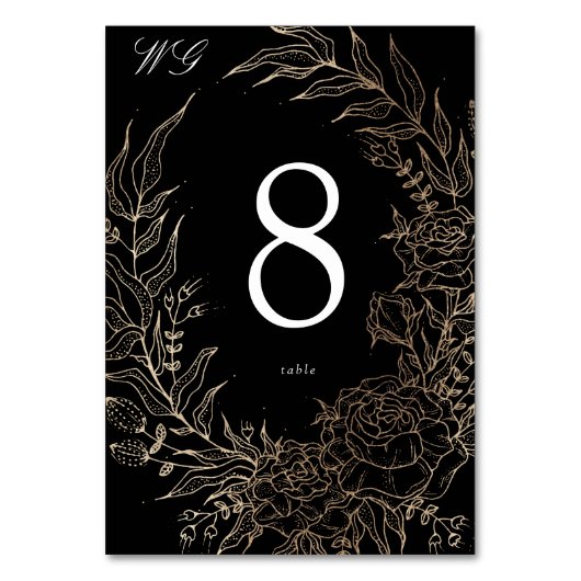 Premium Editable Gold Floral Wreath Wedding Kaart (Voorkant)