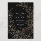 Premium Editable Gold Floral Wreath Wedding Kaart (Voorkant)