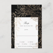 Premium Editable Gold Floral Wreath Wedding RSVP Kaartje (Voorkant)