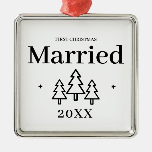Premium eerste kerst getrouwde Keepsake bruiloft Metalen Ornament (Voorkant)
