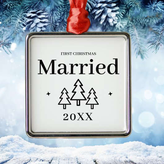 Premium eerste kerst getrouwde Keepsake bruiloft Metalen Ornament