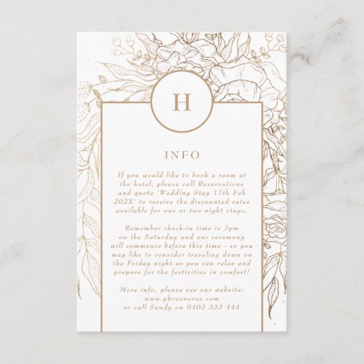 Premium - Elegant Gold Monogram Wreath Wedding Informatiekaartje (Voorkant)