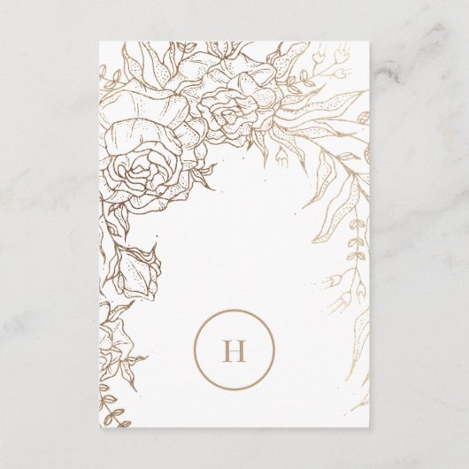 Premium - Elegant Gold Monogram Wreath Wedding Informatiekaartje (Achterkant)