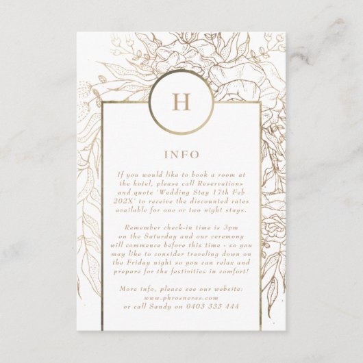 Premium - Elegant Gold Monogram Wreath Wedding Informatiekaartje (Voorkant)