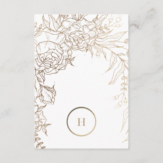 Premium - Elegant Gold Monogram Wreath Wedding Informatiekaartje (Achterkant)
