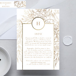 Premium - Elegant Gold Monogram Wreath Wedding Informatiekaartje