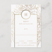 Premium - Elegant Gold Monogram Wreath Wedding RSVP Kaartje (Voorkant)