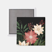 Premium Elegant Poinsettia Vakantie Waterverf Magneet (Voorkant / Achterkant)