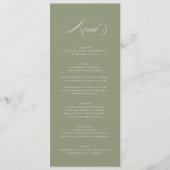 Premium Elegante Kalligrafie Sage Groene Bruiloft Menu (Voorkant)