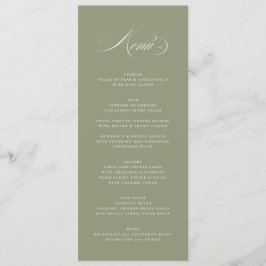 Premium Elegante Kalligrafie Sage Groene Bruiloft Menu
