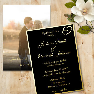 Premium Elegante Moderne Foto op Achterkant Trouwk Folie Uitnodiging
