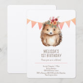 Premium elke leeftijd, Bloemen Egel Verjaardag voo Kaart (Voorkant / Achterkant)