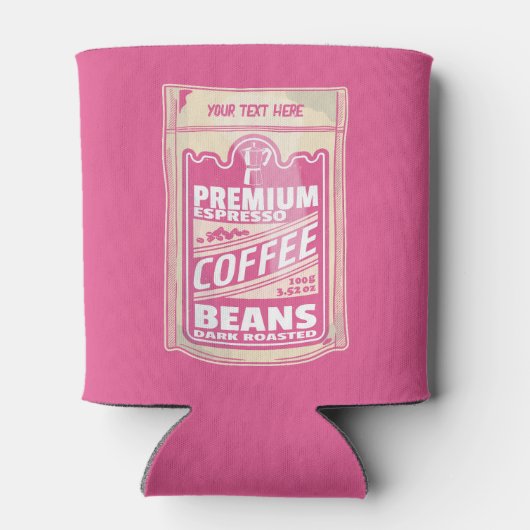 Premium espresso koffiebonen roze voedsel pop kuns blikjeskoeler (Achterkant)