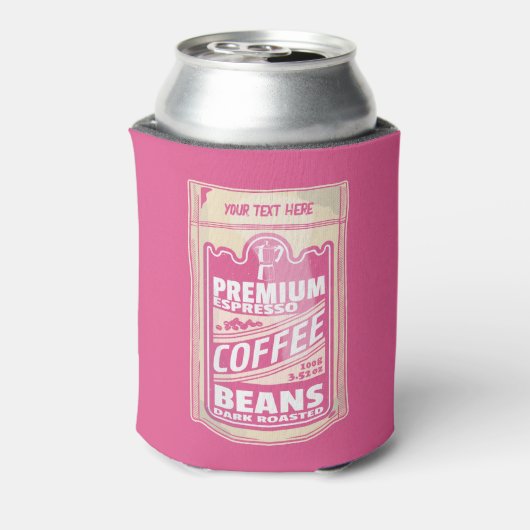 Premium espresso koffiebonen roze voedsel pop kuns blikjeskoeler (Blikje Achterkant)