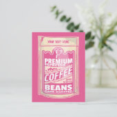 Premium espresso koffiebonen roze voedsel pop kuns briefkaart (Staand voorkant)