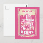 Premium espresso koffiebonen roze voedsel pop kuns briefkaart (Voorkant / Achterkant)