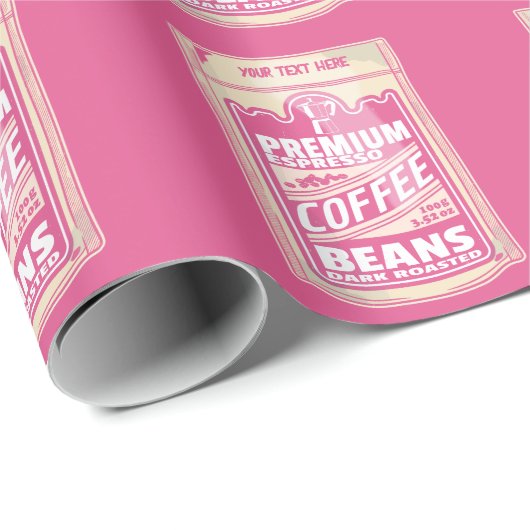 Premium espresso koffiebonen roze voedsel pop kuns cadeaupapier (Rol Hoek)