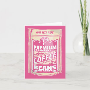 Premium espresso koffiebonen roze voedsel pop kuns kaart