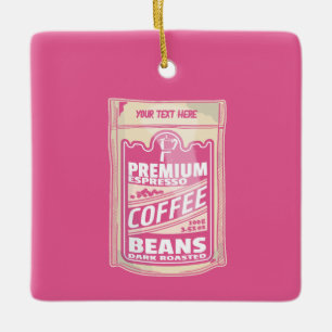 Premium espresso koffiebonen roze voedsel pop kuns keramisch ornament