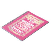 Premium espresso koffiebonen roze voedsel pop kuns notitieboek (Linkerzijde)