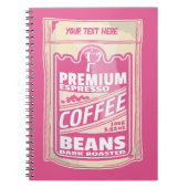 Premium espresso koffiebonen roze voedsel pop kuns notitieboek (Voorkant)
