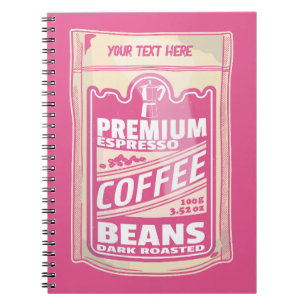 Premium espresso koffiebonen roze voedsel pop kuns notitieboek