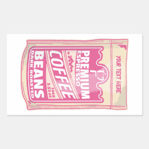 Premium espresso koffiebonen roze voedsel pop kuns rechthoekige sticker