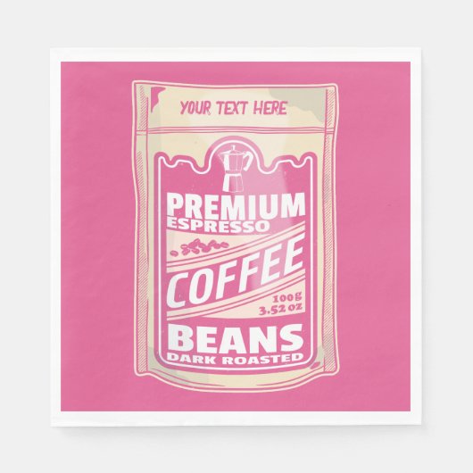 Premium espresso koffiebonen roze voedsel pop kuns servet (Voorkant)