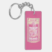 Premium espresso koffiebonen roze voedsel pop kuns sleutelhanger (Voorkant Links)